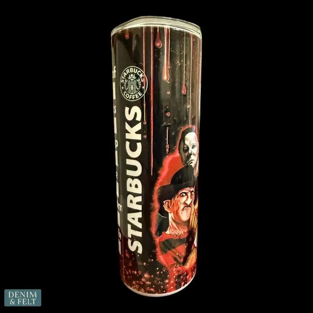 Horror Movie Starbucks Tumbler 20oz Stainless Steel Red Drip Design NEW‎